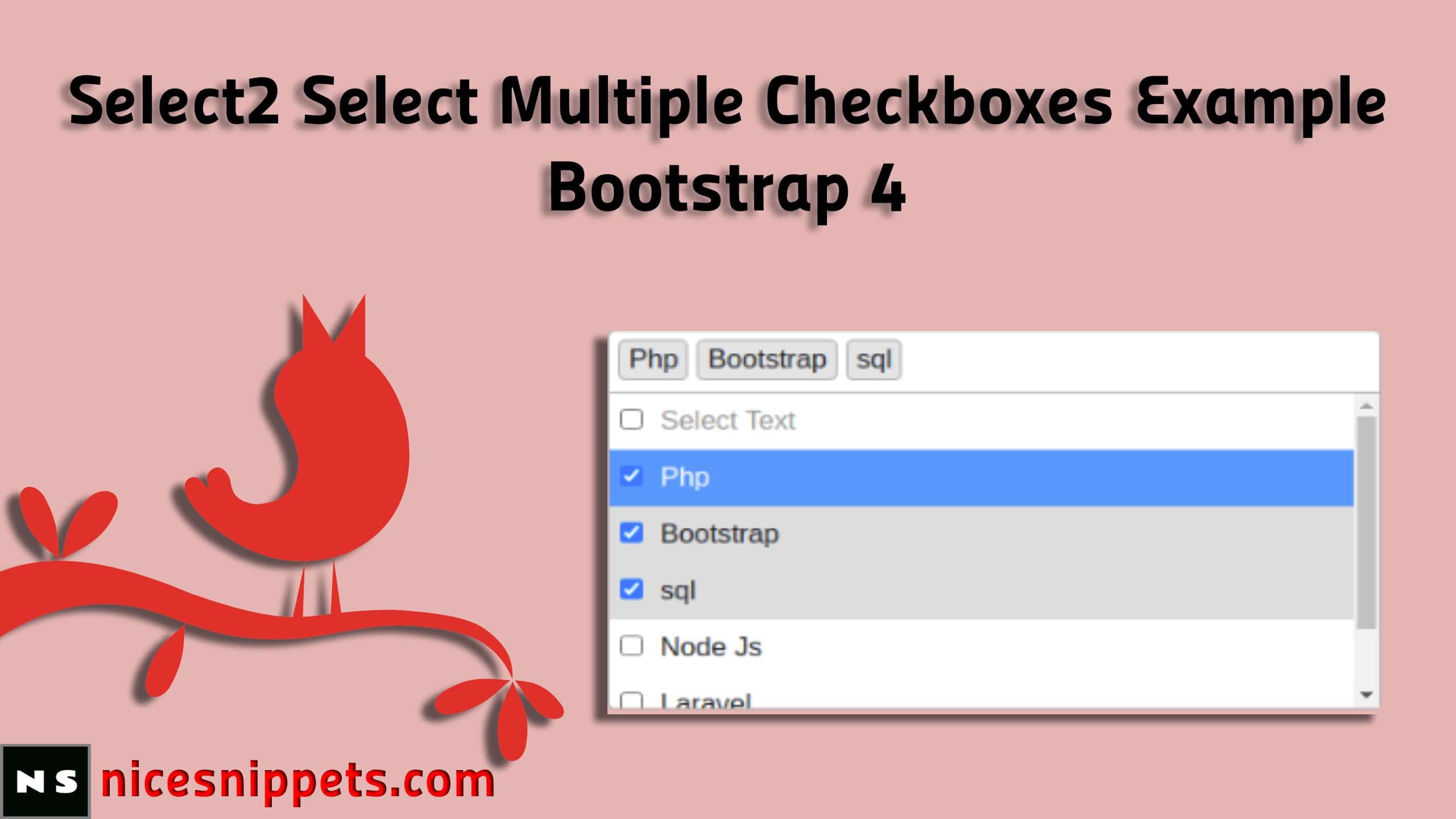 Select2 Select Multiple Checkboxes Example - Bootstrap 4